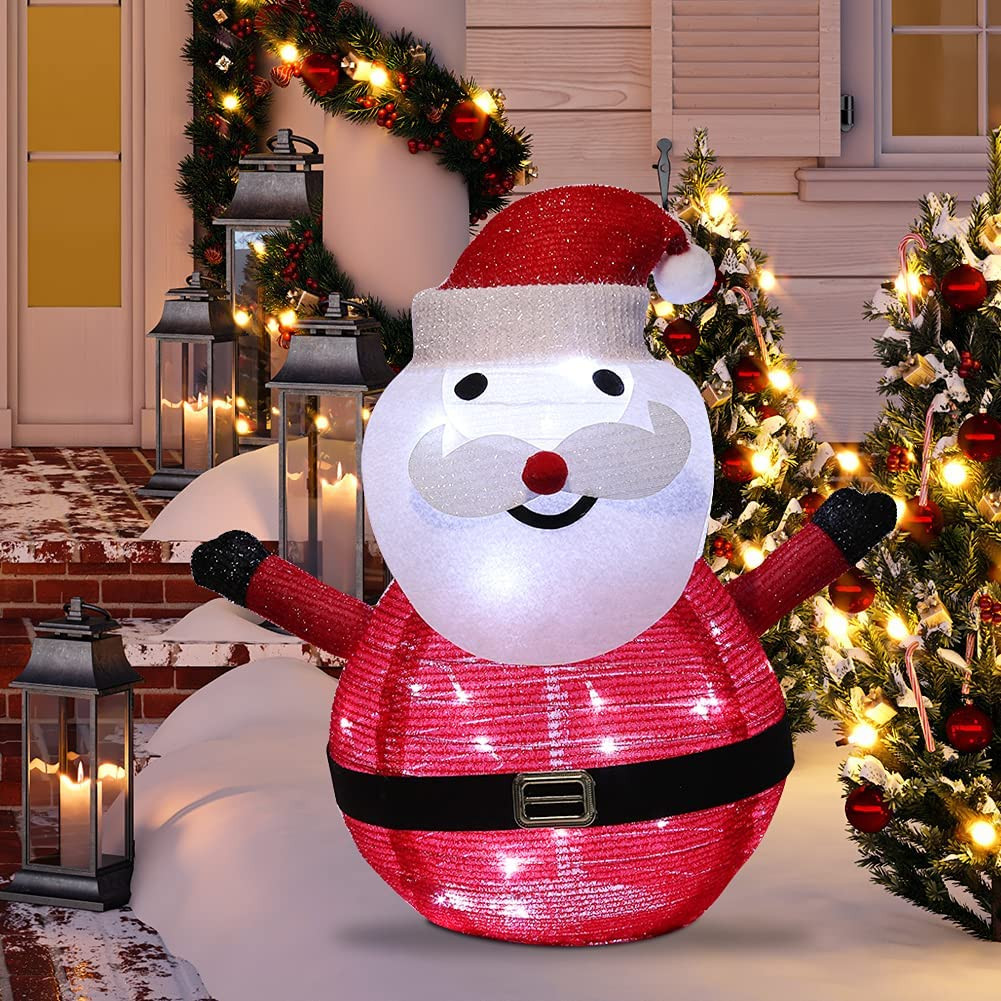 Feltree Christmas Clearance Decorations Snowman with 40 White LED Light 16x24inches Life Size Foldable Table Top Christmas Clearance Blow Mold Indoor